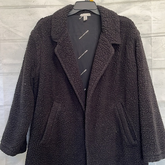 Pink Chloe x Halle Black Oversized Long Open Front Coat Size Large - Picture 5 of 17